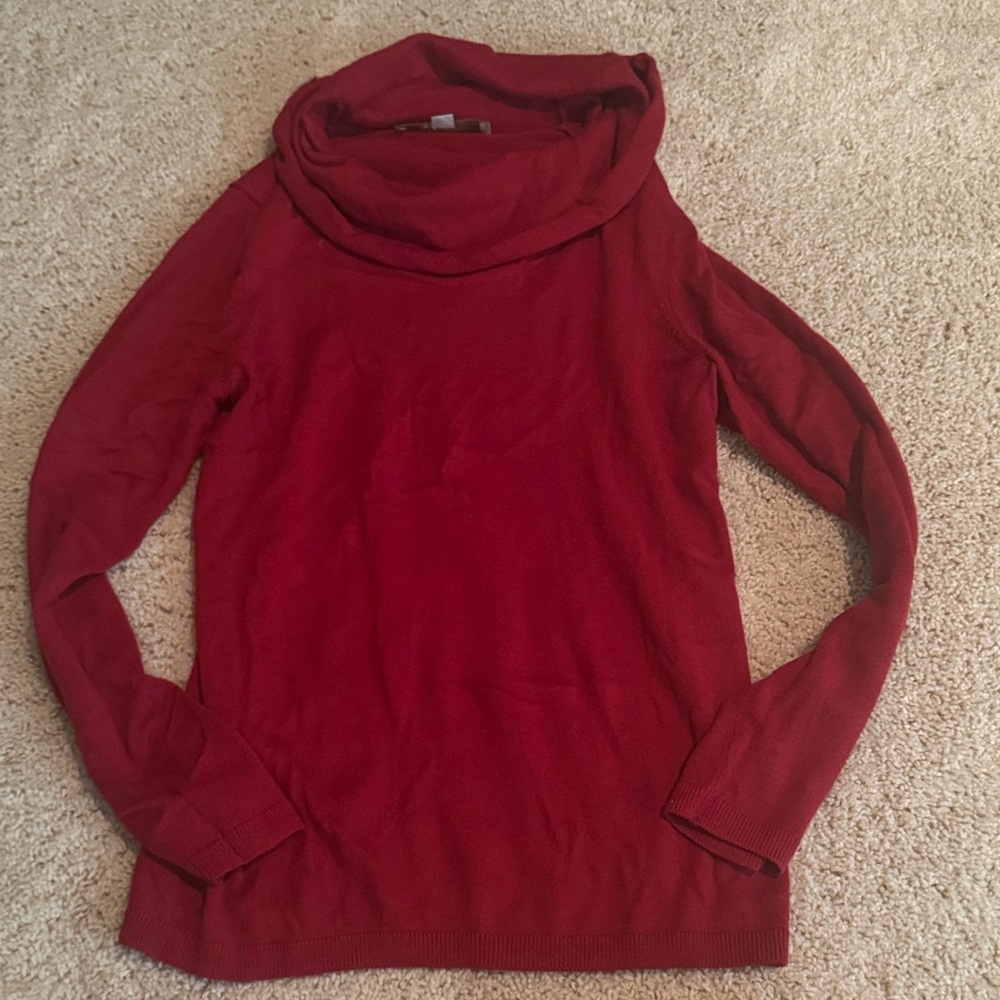 LOFT Rich Red Cowl Neck Sweater